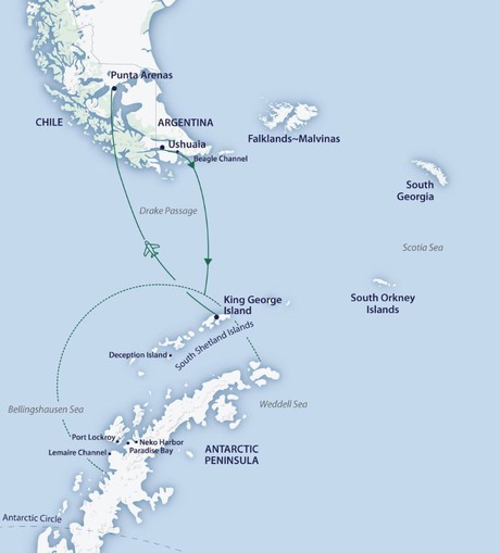 Map for Antarctic Explorer - 12 Day Expedition