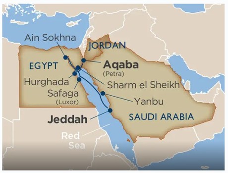 Map for Arabian Nights & Egyptian Days Cruise