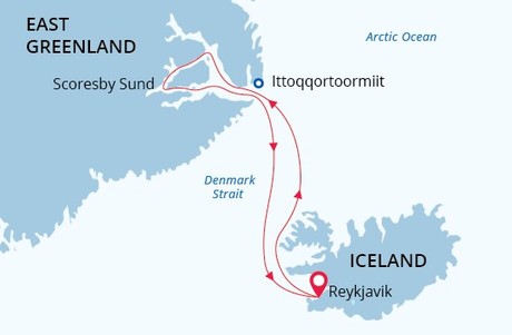 Map for Arctic Sights and Northern Lights Expedition Cruise