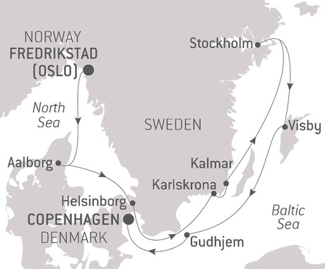 Map for The Baltic Sea in Partnership with the Paris Opera Ballet - Norway, Sweden and Denmark Cruise