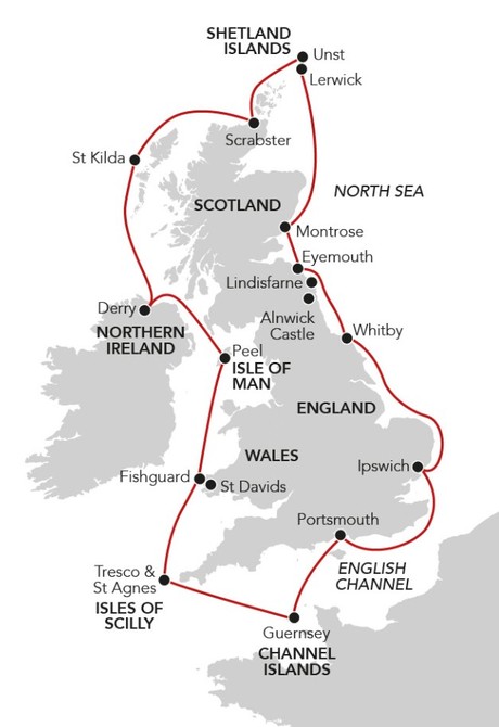 Map for Best of British - United Kingdom Circumnavigation Cruise
