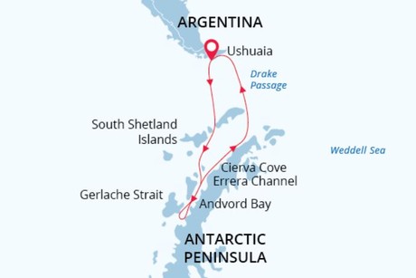 Map for Holidays in Antarctica - Christmas & New Year Polar Adventures