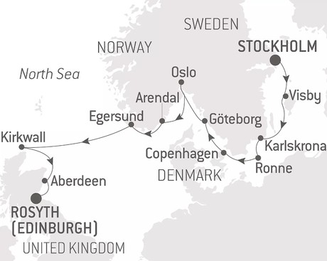 Map for Cultural Treasures and Scandinavian Panoramas - Norway, Sweden & Scotland in Luxury