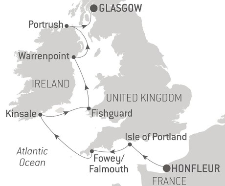 Map for From the English Channel to the Irish Sea - British Isles Luxury Cruise