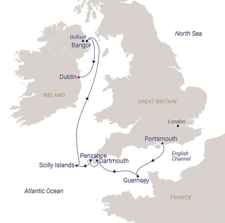 Map for Enjoy Britain in Full Bloom Sailing Cruise