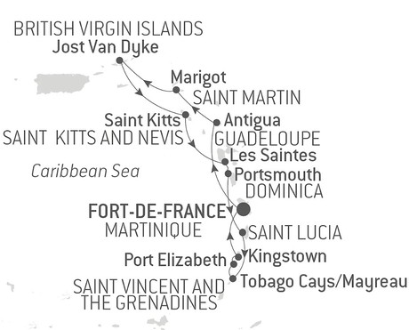 Map for The Essential Caribbean - Luxury Cruise