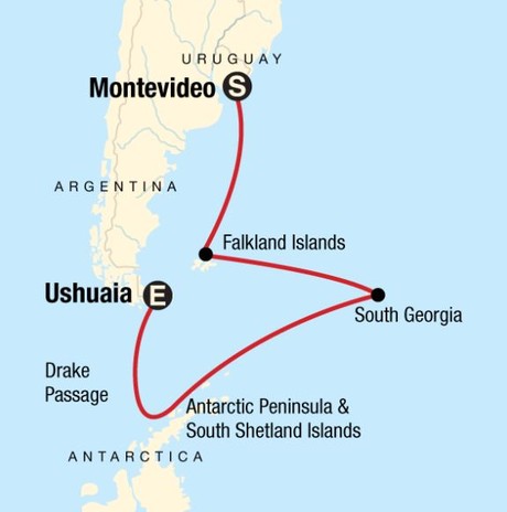 Map for Falklands, South Georgia and Antarctica - 22 Day Expedition