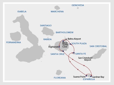 Map for Galapagos Angel Brand New Yacht Cruise 4