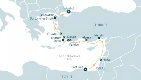 Map for Magic of Asia Minor and the Holy Land - Egypt, Turkey & Israel Cruise
