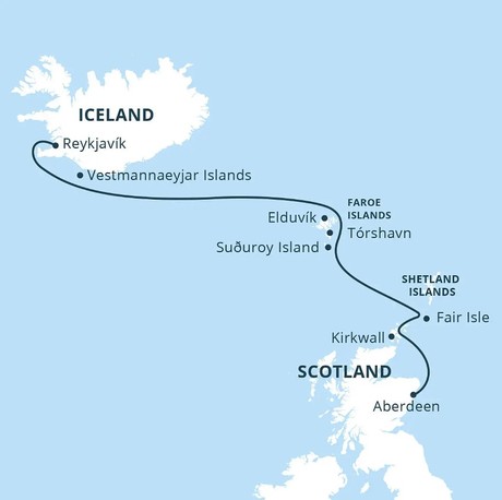 Map for Scotland, The Faroe Islands, & Iceland: North Atlantic Saga - 11 Day Adventure Cruise
