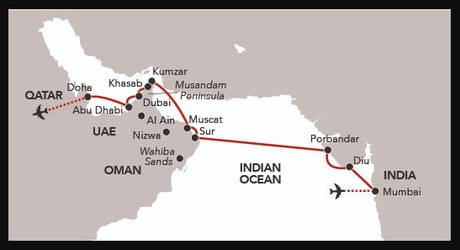 Map for In the Wake of the Dhows - A Passage from Mumbai to Doha