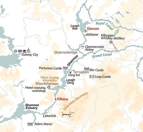 Map for Classic River Cruise – Ireland