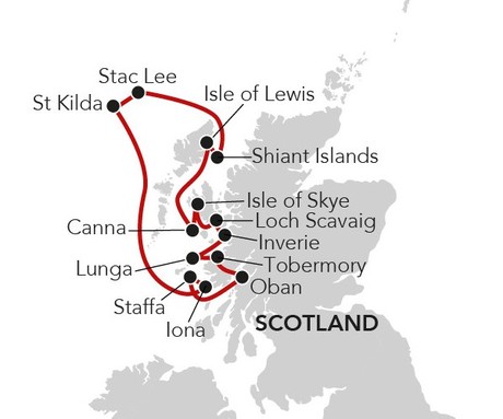 Map for Island Hopping in the Hebrides - 8 Day Scotland Cruise