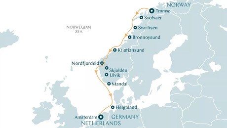 Map for Land of the Fjords - Norway Expedition Cruise