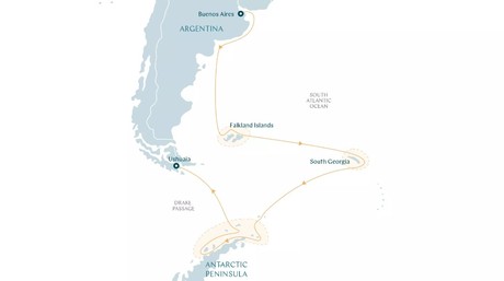 Map for Long Arc to Antarctica - Antarctica & South Georgia Expedition from Buenos Aires