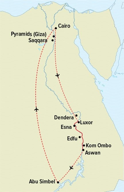 Map for Passage Through Egypt - Nile River Cruise