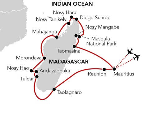 Map for Madagascar - The Eighth Continent - 20 Day Cruise