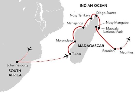 Map for Marvels of Madagascar - 14 Day Indian Ocean Cruise