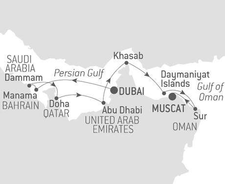 Map for Musical Odyssey in the Middle East - Oman, UAE, Qatar, Bahrain & Saudi Arabia Cruise