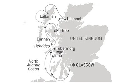 Map for Mythical Islands and Wild Landscapes of the Hebrides - Scotland Luxury Cruise