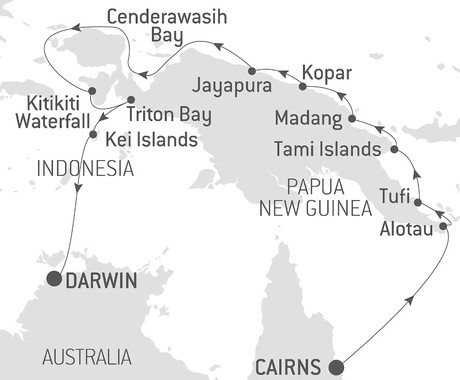 Map for New Guinea Odyssey - Papua New Guinea & Indonesia in Luxury