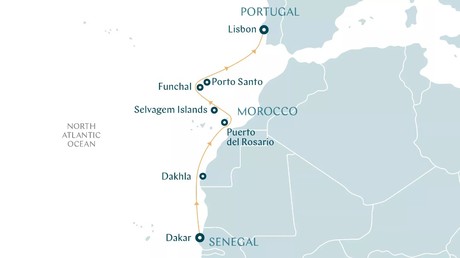 Map for Northwest Africa and Its Islands - Portugal, Morocco, Canary Islands & Western Sahara Cruise