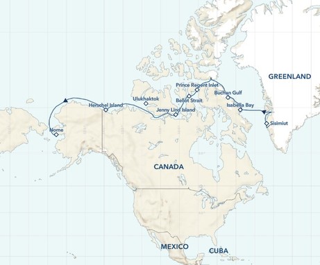 Map for Northwest Passage Expedition: Greenland to Alaska