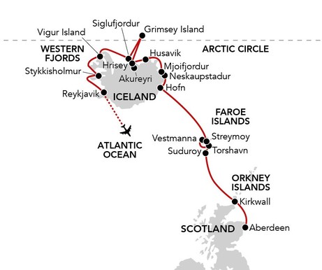 Map for Passage to Iceland - 13 Day Expedition Cruise