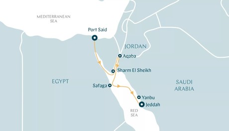 Map for Revelations of Suez, Sinai and the Red Sea - Egypt, Jordan and Saudi Arabia Cruise