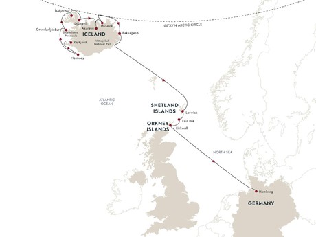 Map for Iceland and Beyond - Reykjavík to Hamburg via Scotland's Northern Isles
