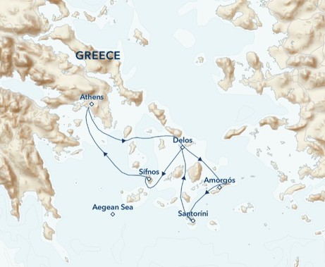 Map for Sailing the Greek Isles aboard the Sea Cloud Fleet