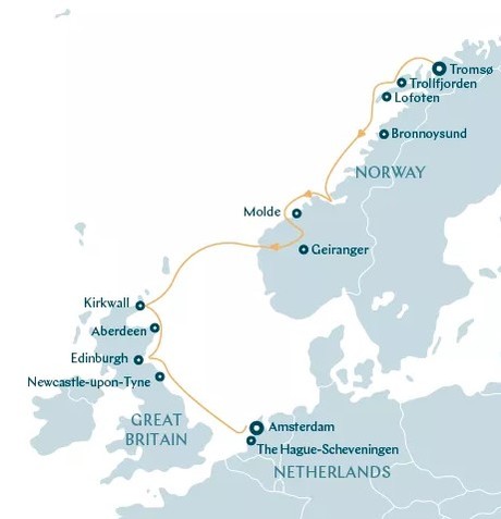 Map for Sailing with the Vikings - British Isles & Norway Cruise