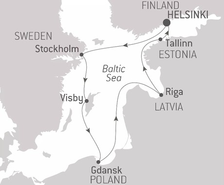 Map for Scandinavian Wonderland & Christmas Markets - Baltic Sea Luxury Cruise