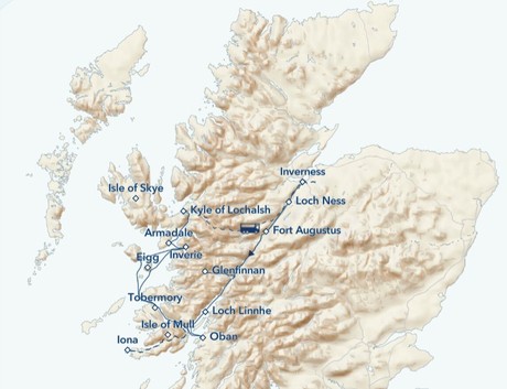 Map for Scotland's Highlands and Islands - a Tour of a Lifetime