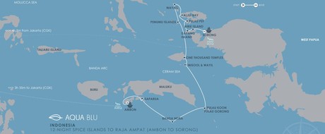 Map for Indonesia - Spice Islands to Raja Ampat Cruise