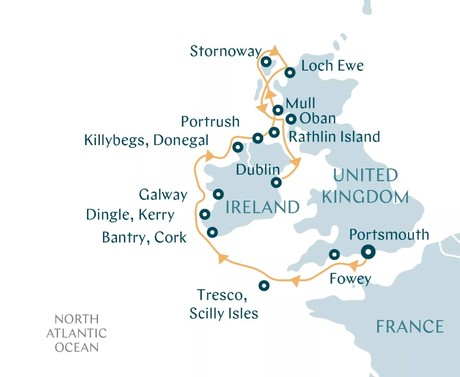 Map for Spirit of the Celts - British Isles Cruise