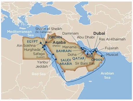 Map for Star Collector: Comprehensive Middle East Cruise