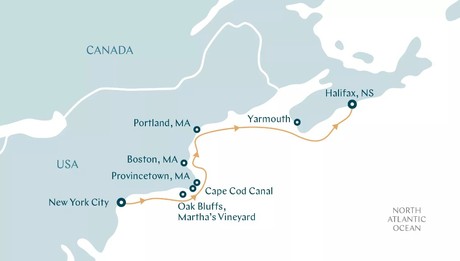 Map for Icons of the Northeastern Seaboard - East Coast USA Cruise
