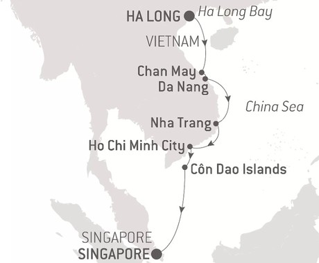 Map for Vietnamese Shores - 13 Days from Ha Long to Singapore