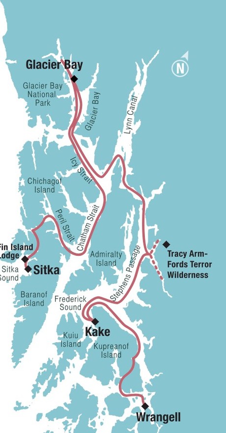 Map for Wild Alaska Odyssey Small Ship Cruise