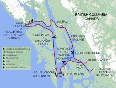 Map for Wild Woolly & Wow with Glacier Bay - Alaska Cruise