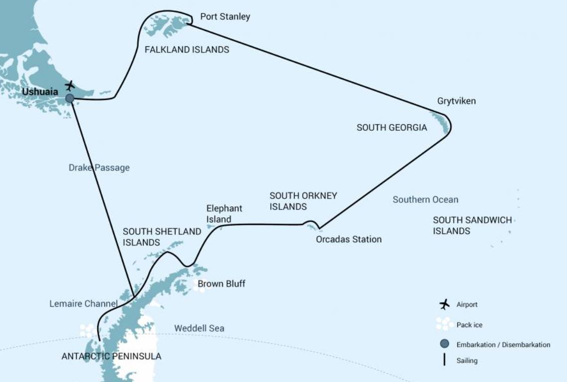 Elephant Island Antarctica Map Falkland Islands - South Georgia - Elephant Island - Antarctica - Polar  Circle Cruise