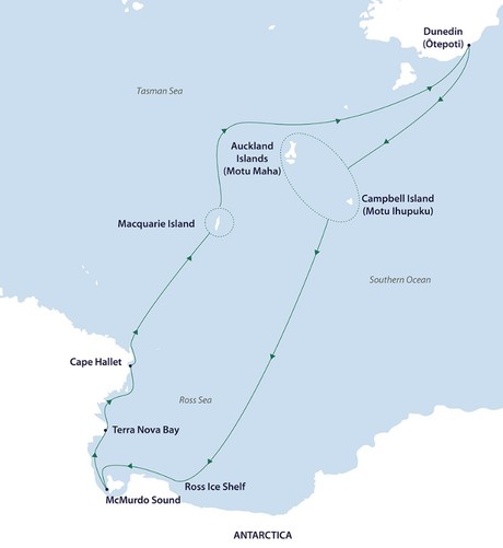 Map for Ross Sea Odyssey - Deep South Expedition from Dunedin, New Zealand